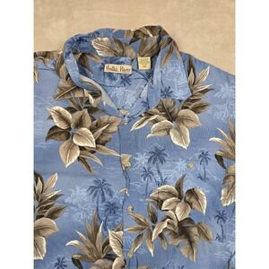 Hollis River Hawaiian Shirt Mens XXL Blue Tropical Floral Rayon Short Sleeve